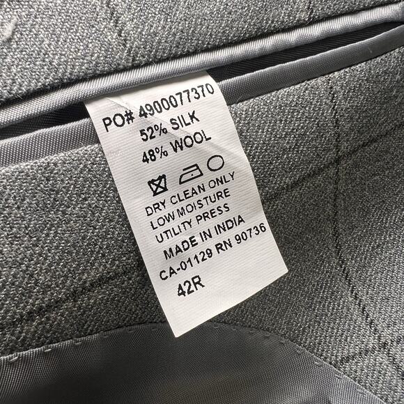 Lauren Ralph Lauren Blazer Mens Size 42R Gray Windowpane Silk Wool Sports Coat - Picture 10 of 16